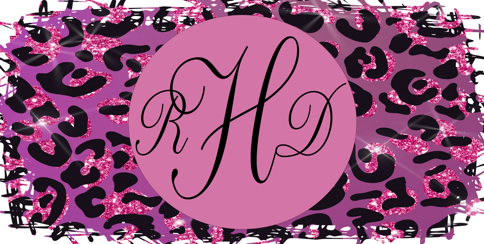 Purple Leopard Print Initials